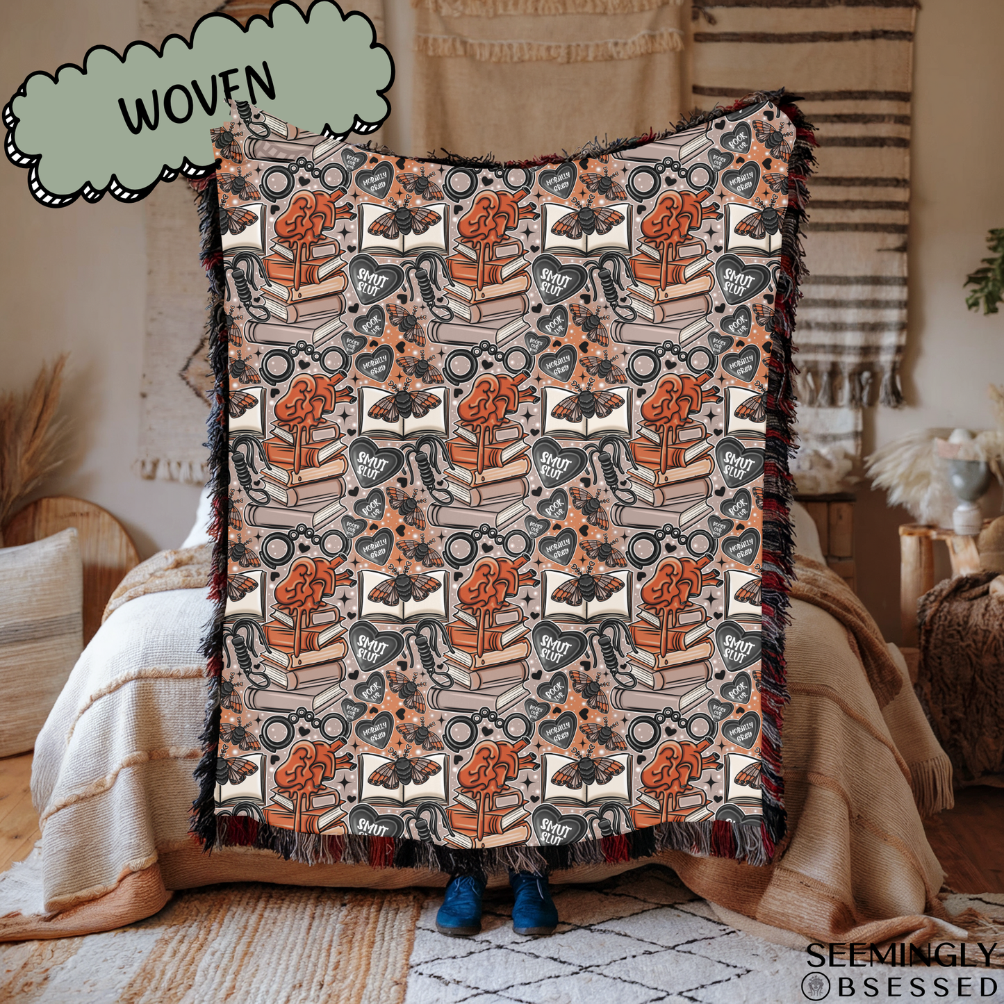 Bookish Smut Book Lover Woven & Sherpa Fleece Blankets