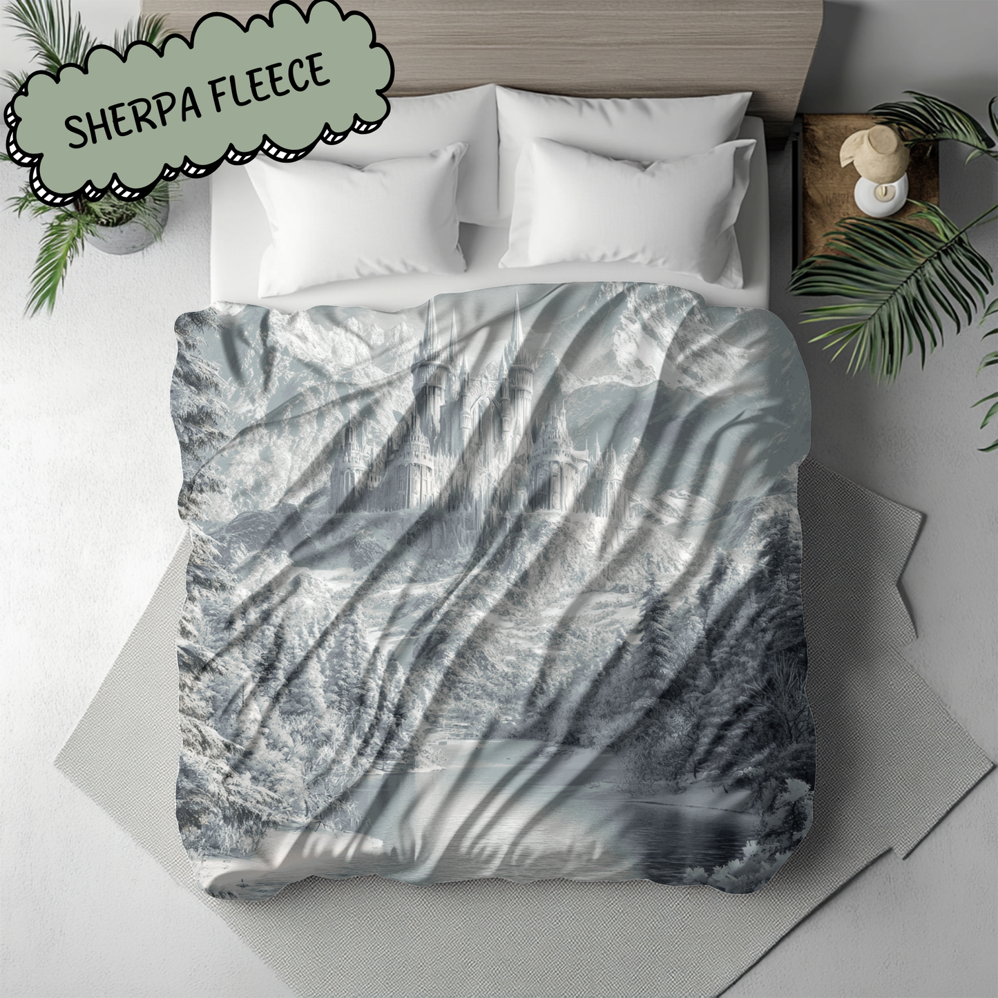 Fantasy Winter Fae Court Woven & Sherpa Fleece Blankets