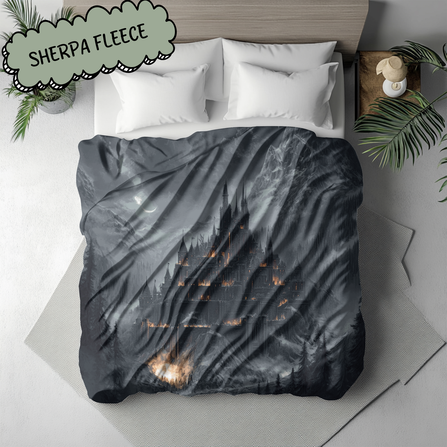 Fantasy Dark Fae Menacing Nightmare Court Woven & Sherpa Fleece Blankets