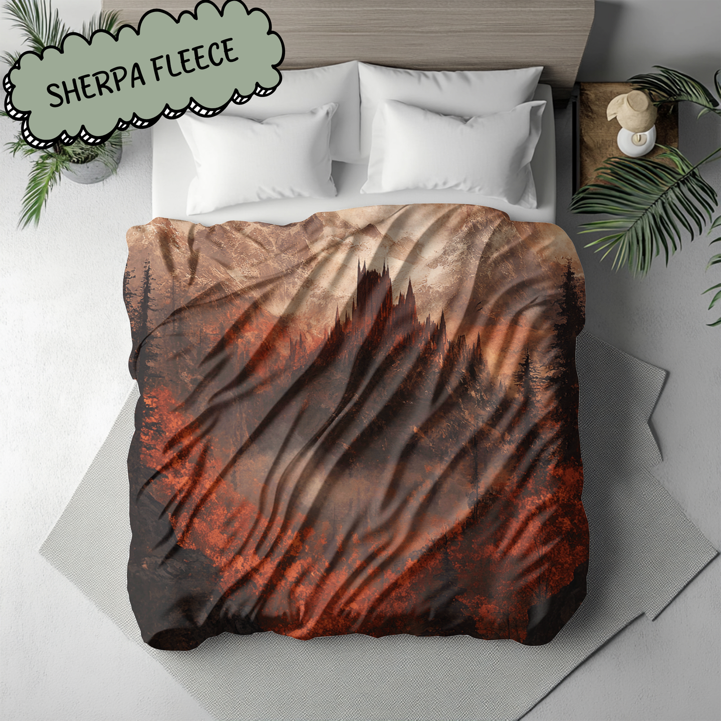 Fantasy Autumn Fae Court Woven & Sherpa Fleece Blankets