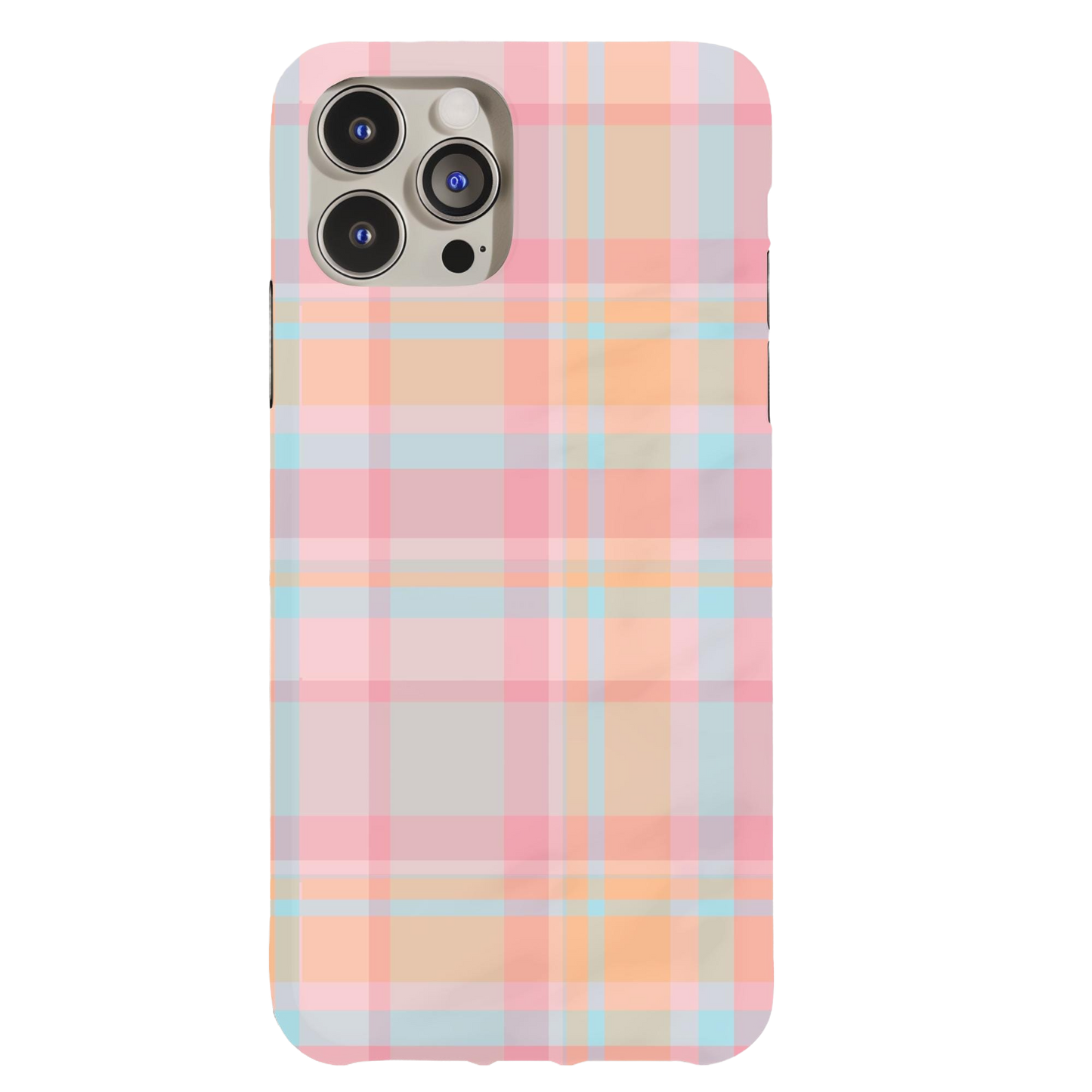 a phone case with a plaid pattern on it