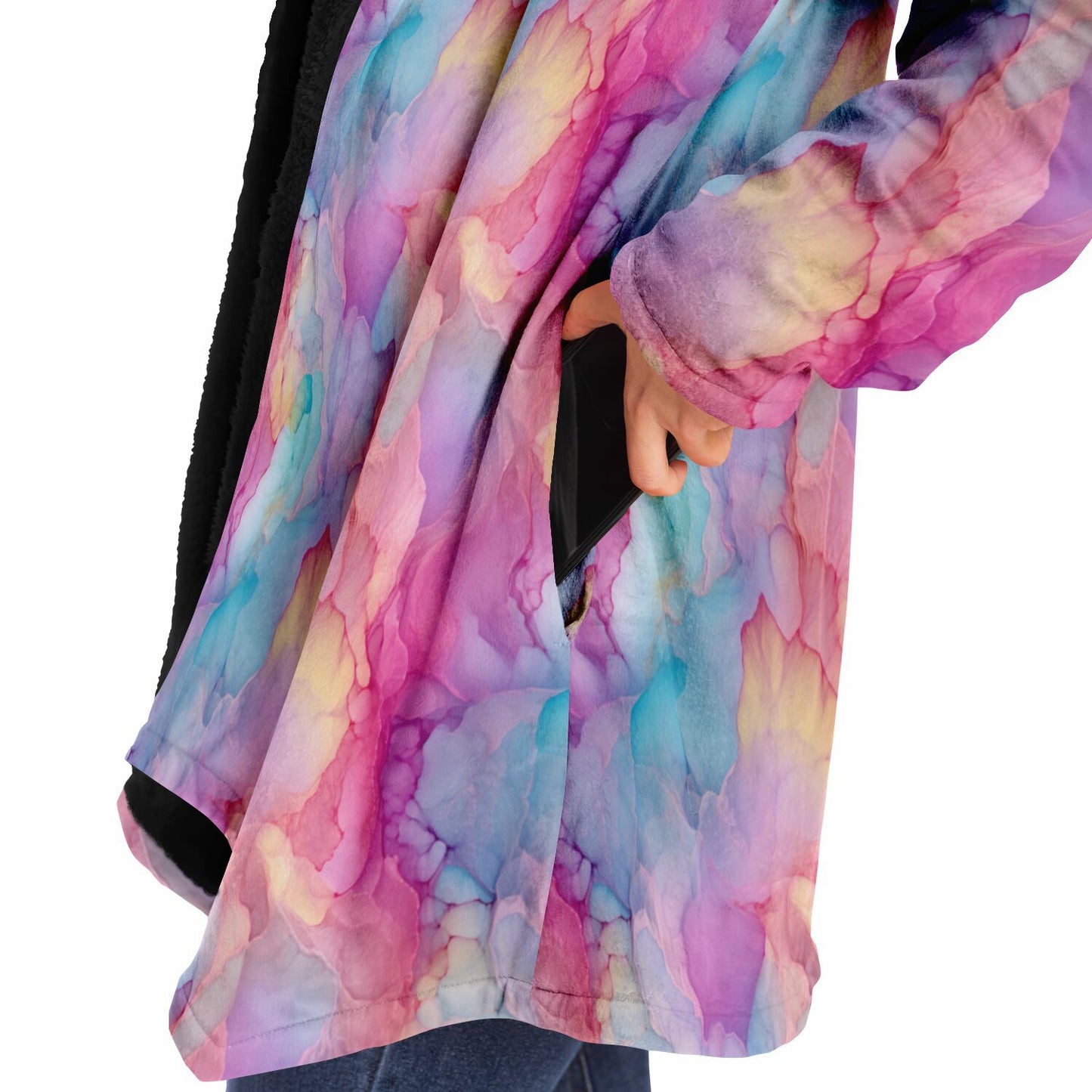 Abstract Bubblegum Alcohol Ink Short Dream Cloak