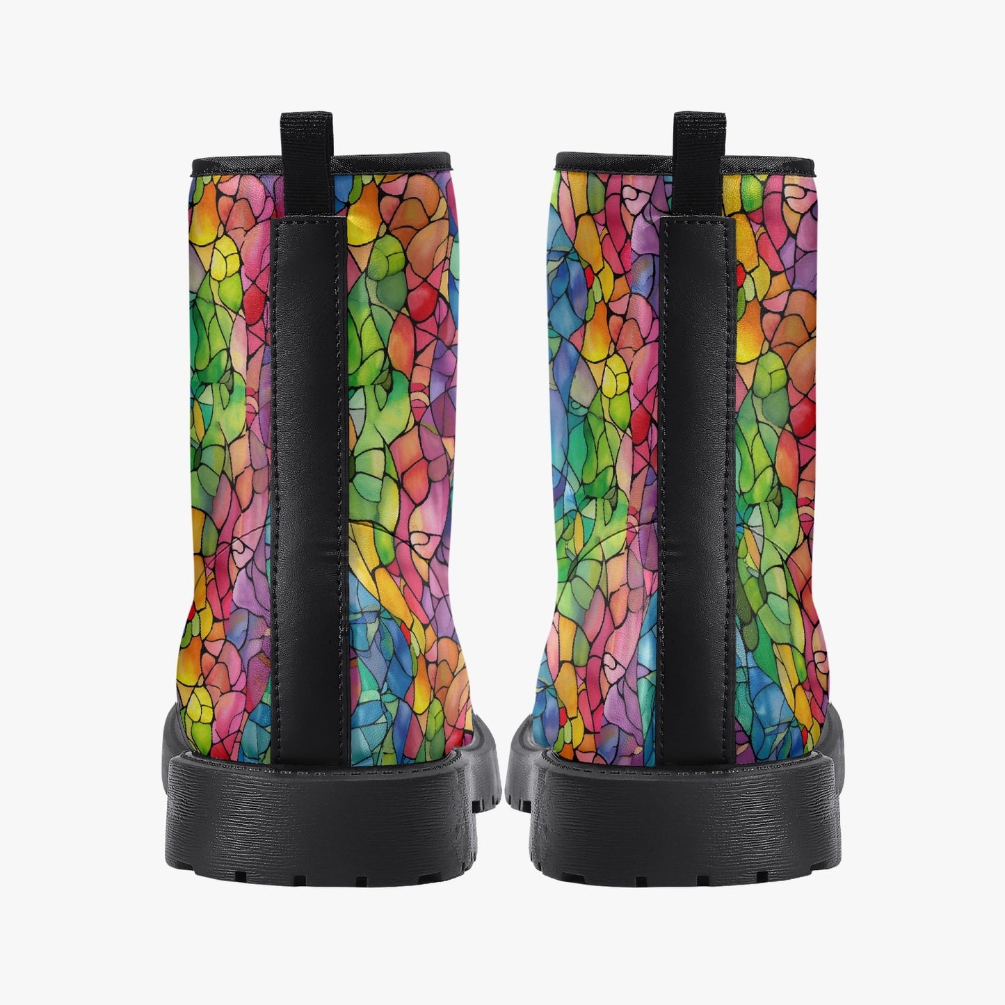 Stained Glass Leather Combat Boots