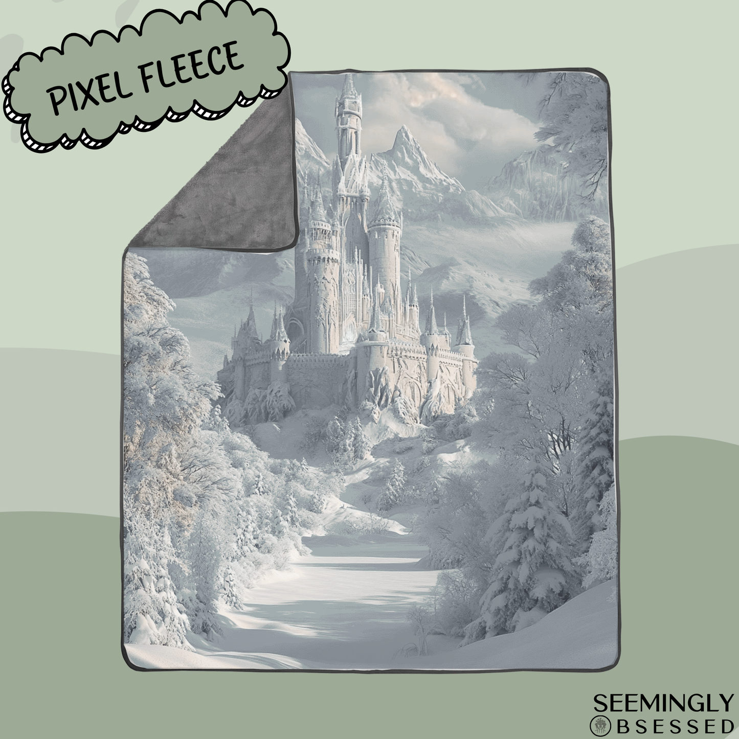 Fantasy Winter Snow Fae Court Woven & Sherpa Fleece Blankets