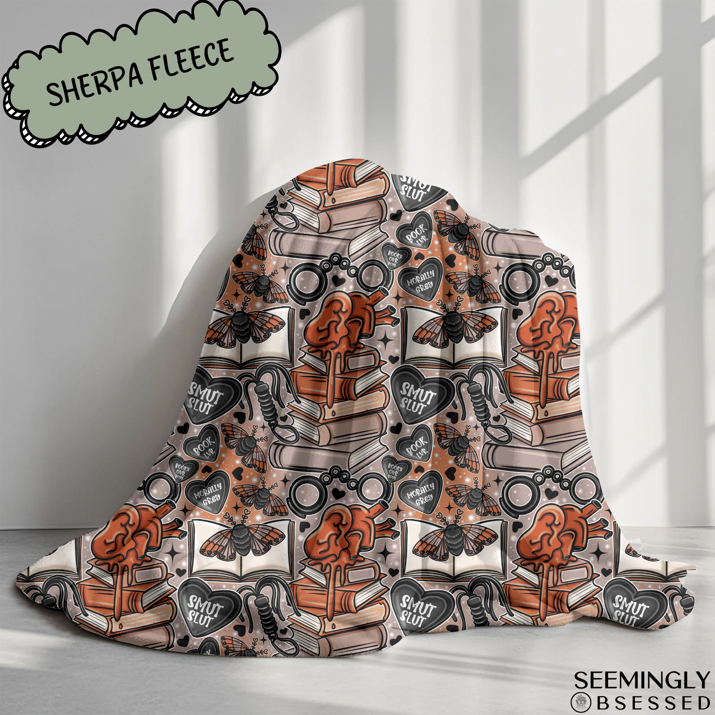 Bookish Smut Book Lover Woven & Sherpa Fleece Blankets