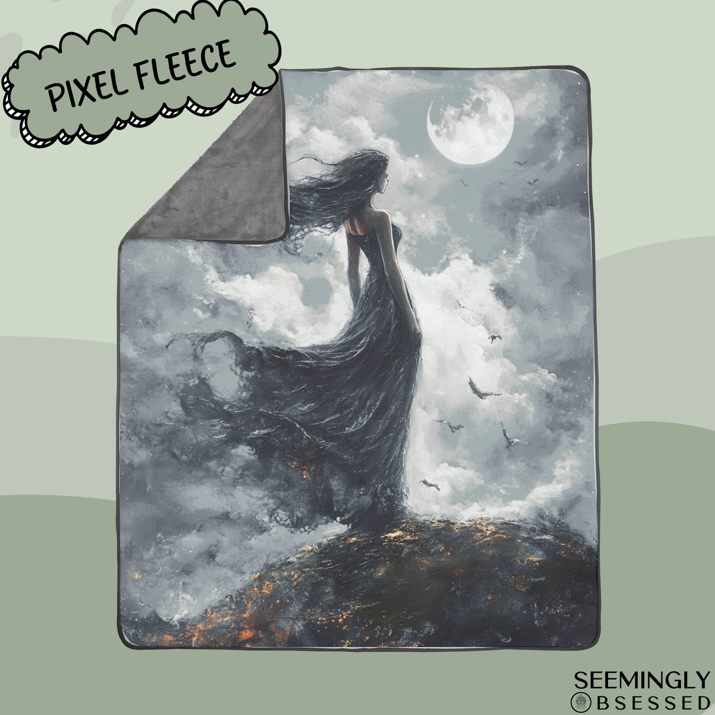 Magical Moonlit Woman Woven & Sherpa Fleece Blankets