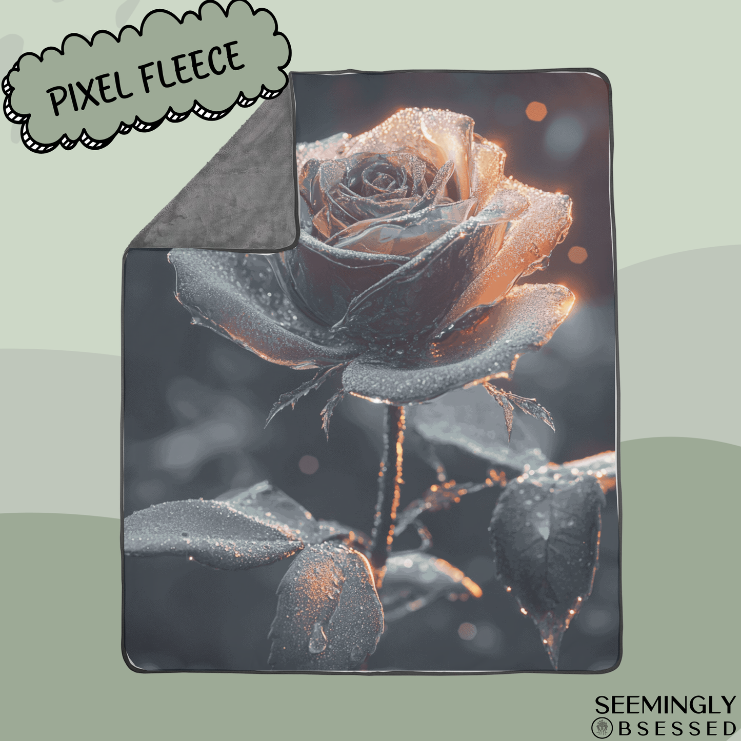 Glass Rose Woven & Sherpa Fleece Blankets