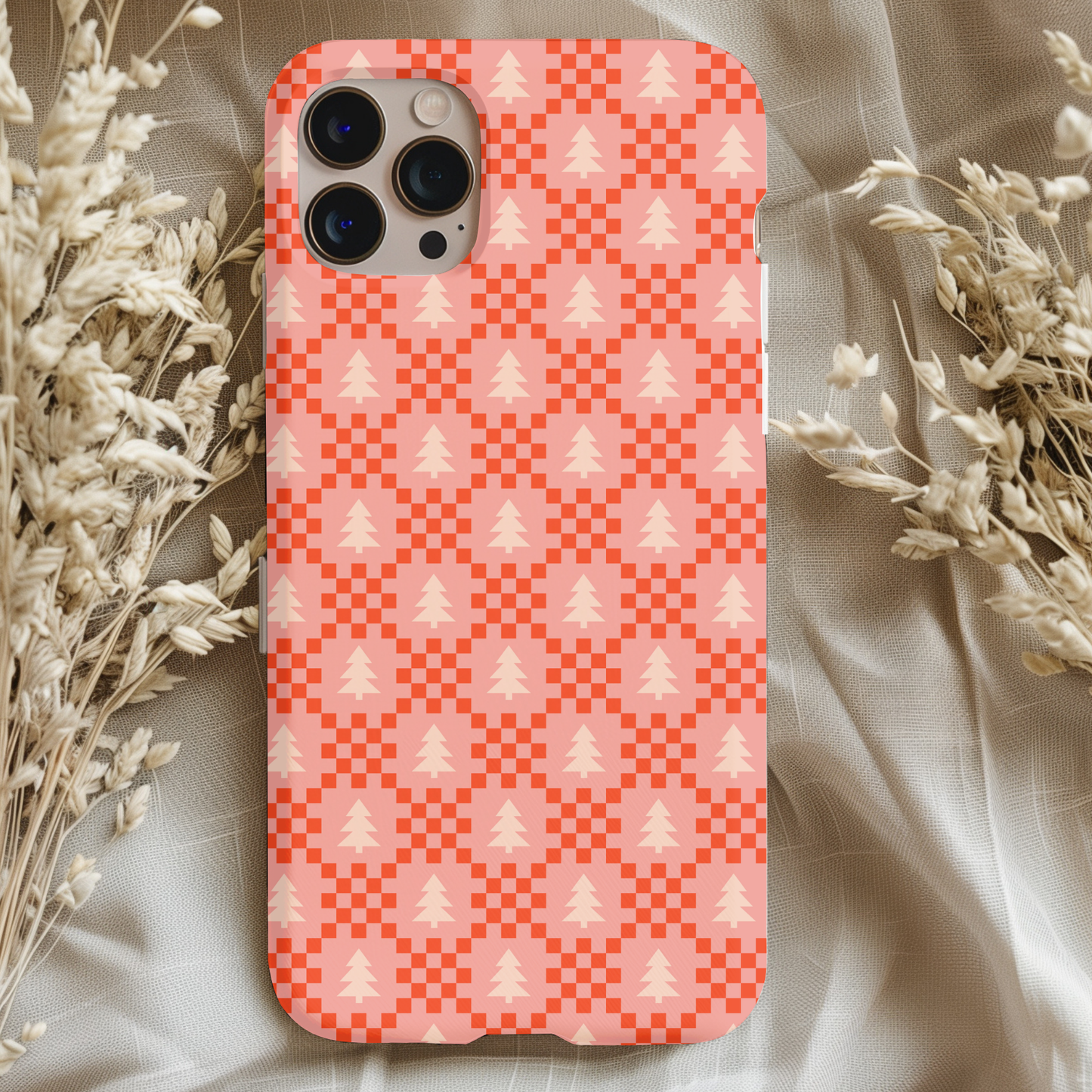 Christmas Tree Checkers Phone Case