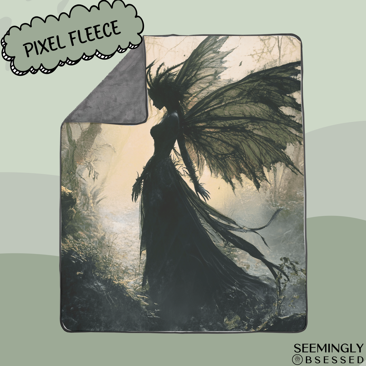 Fantasy Dark Faerie Woven & Sherpa Fleece Blankets