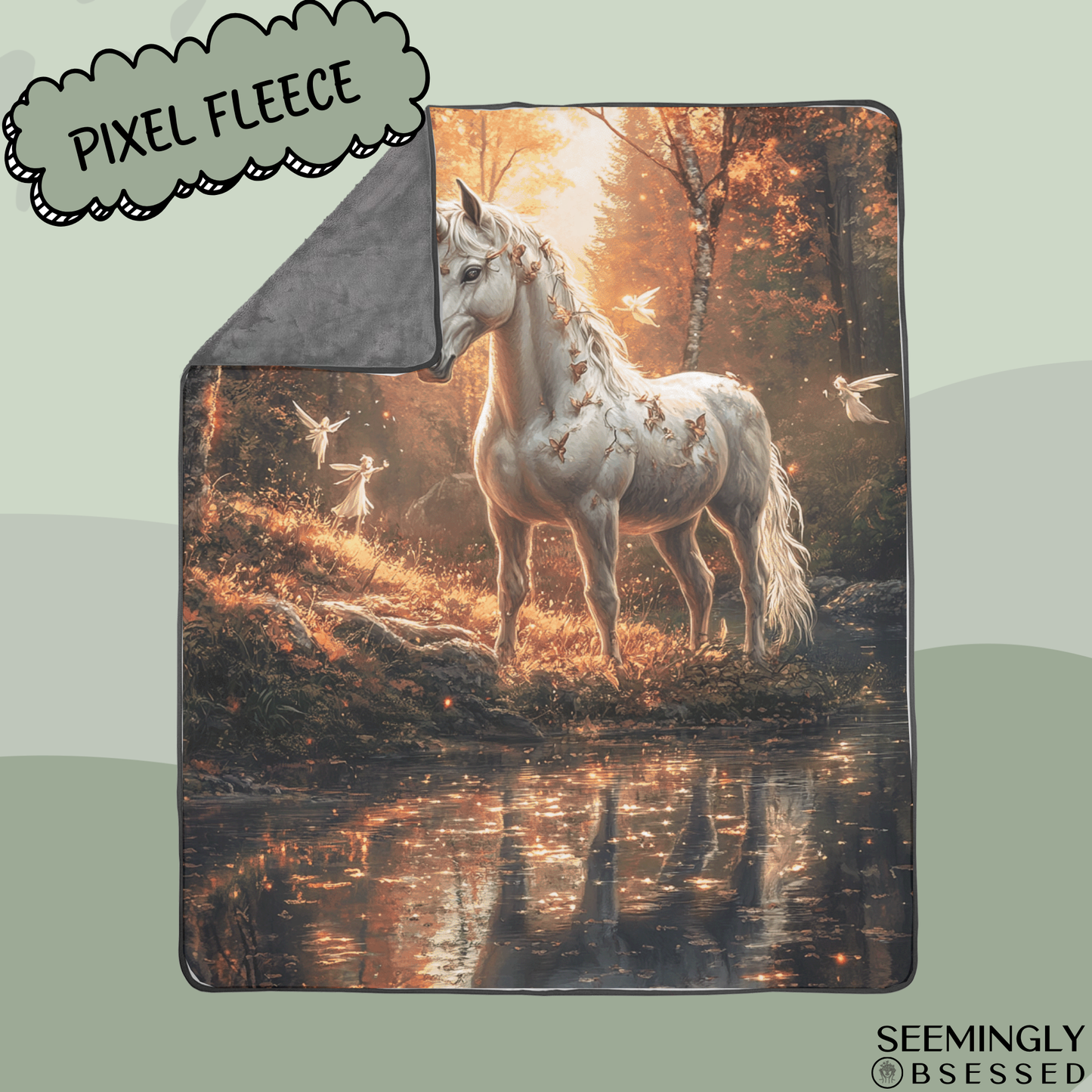 Fantasy Unicorn and Faeries Woven & Sherpa Fleece Blankets