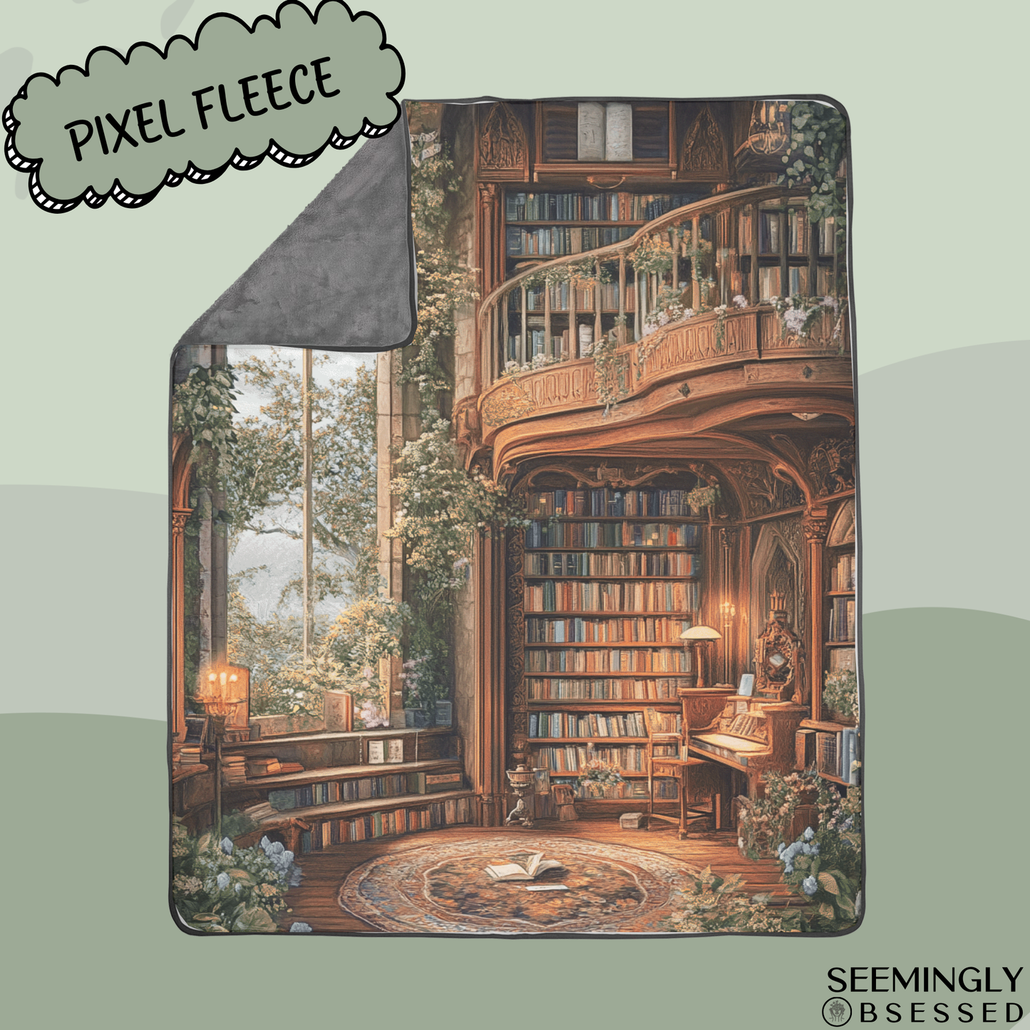 Magical Fantasy Library Woven & Sherpa Fleece Blankets