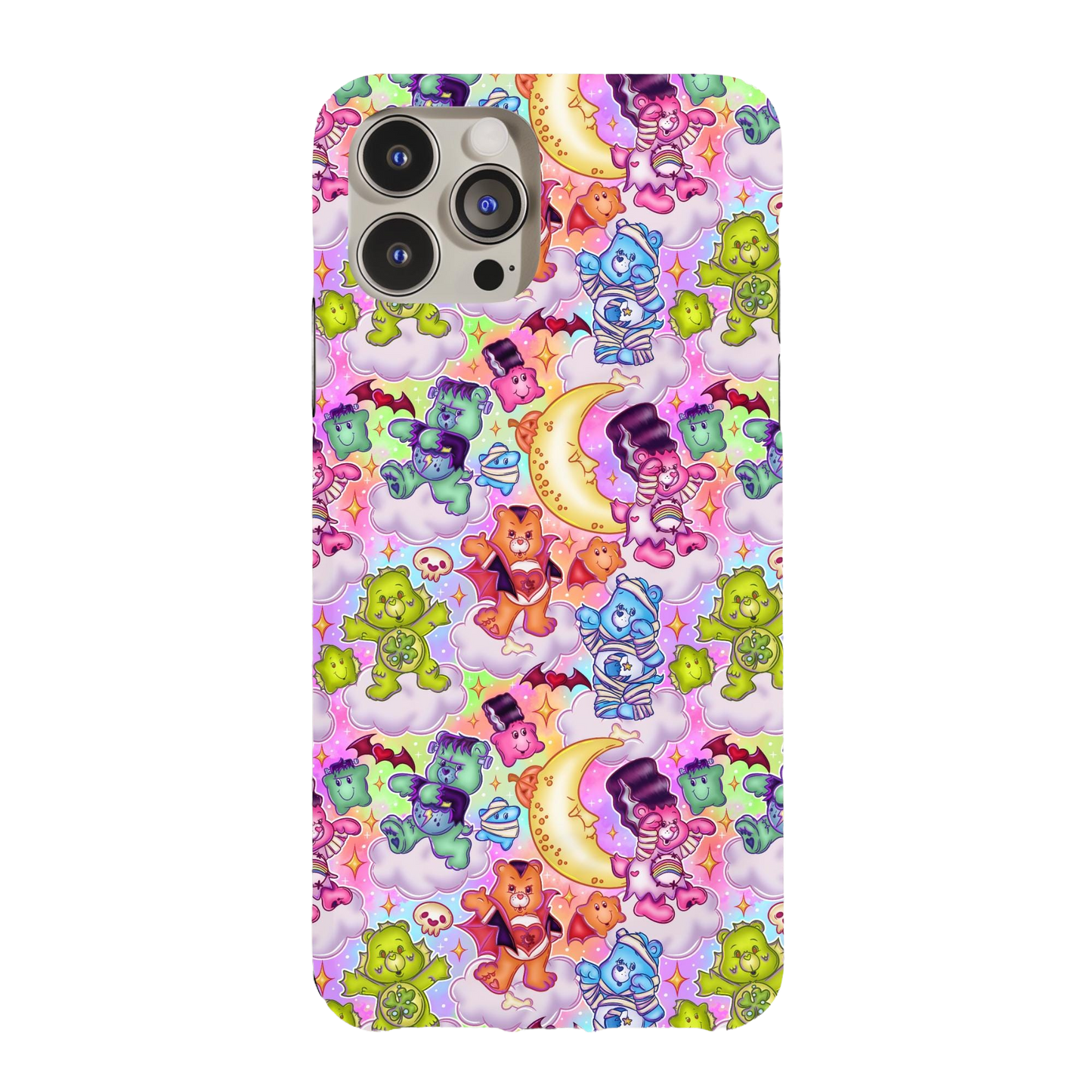 a phone case with a pattern of teddy bears