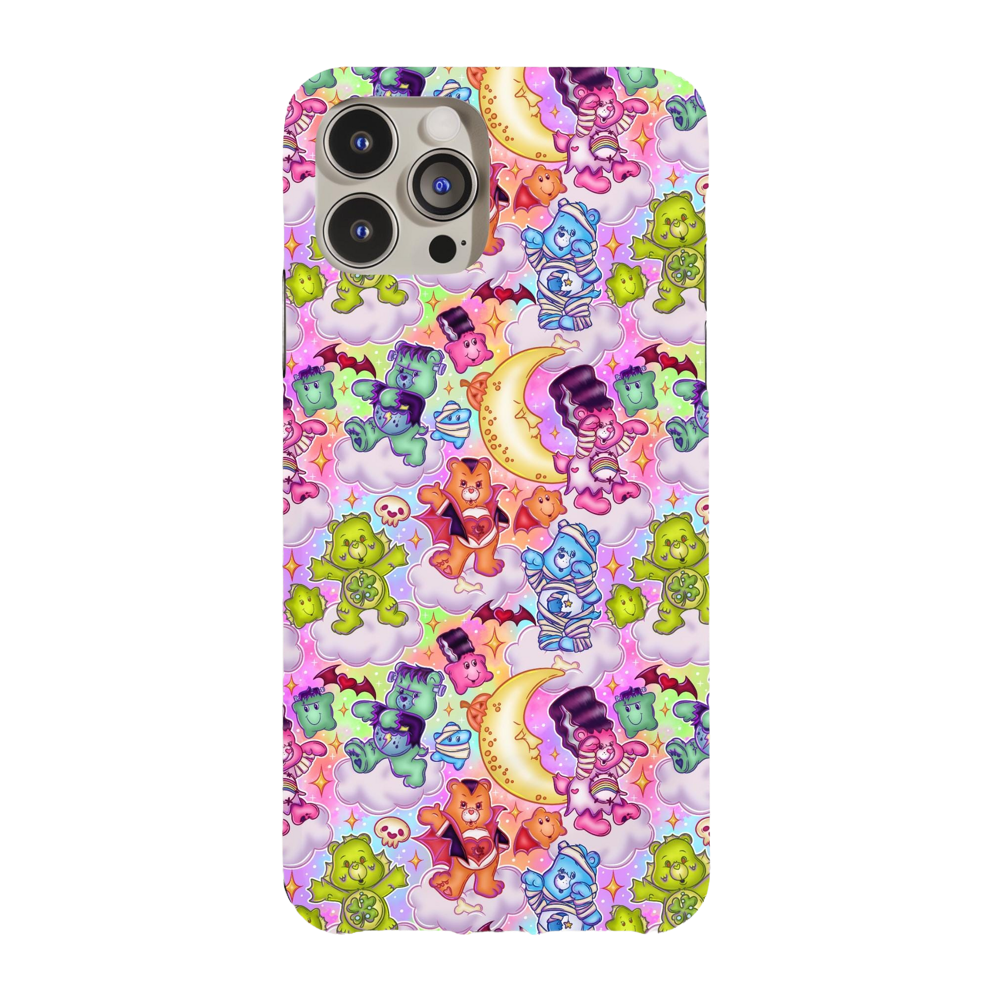 a phone case with a pattern of teddy bears