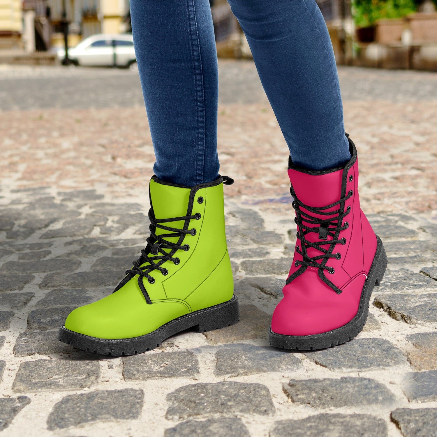 Neon combat boots best sale