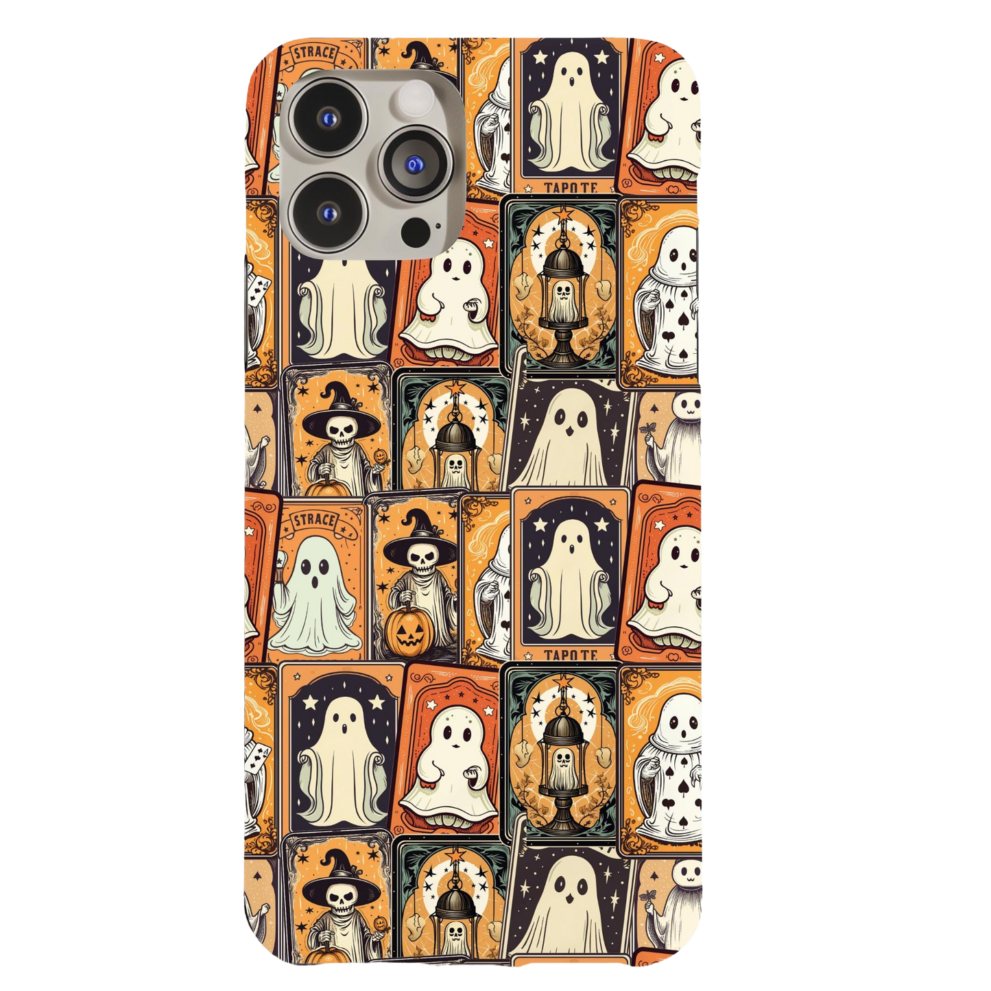 a phone case with a pattern of halloween ghostes