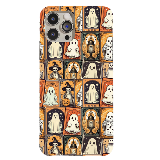 a phone case with a pattern of halloween ghostes