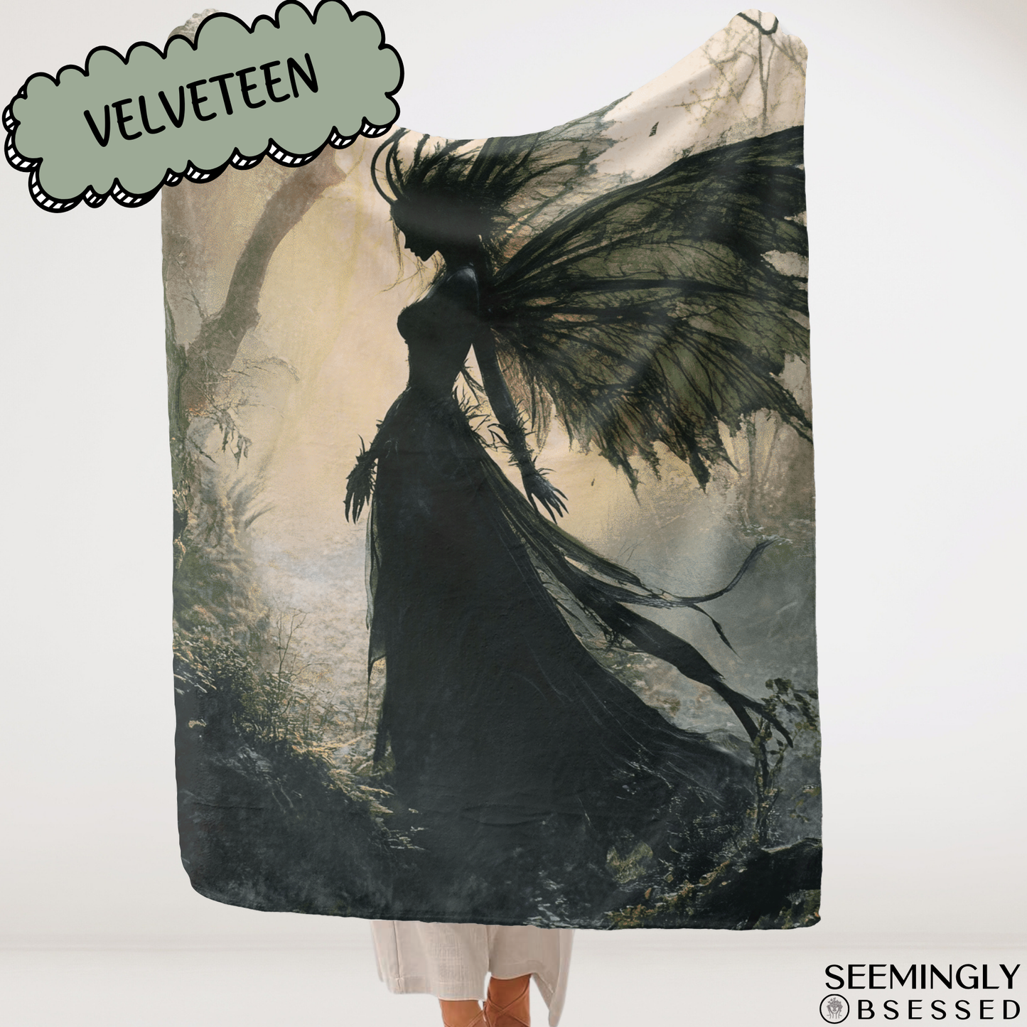 Fantasy Dark Faerie Woven & Sherpa Fleece Blankets