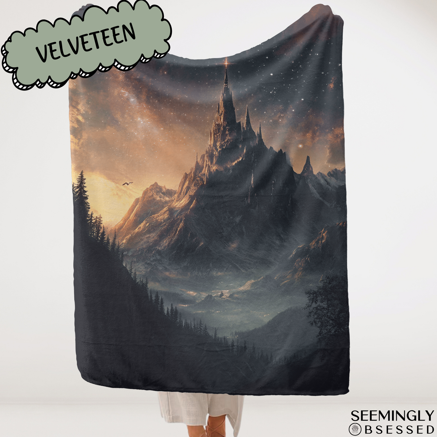 Fantasy Dark Fae Nightmare Court Woven & Sherpa Fleece Blankets