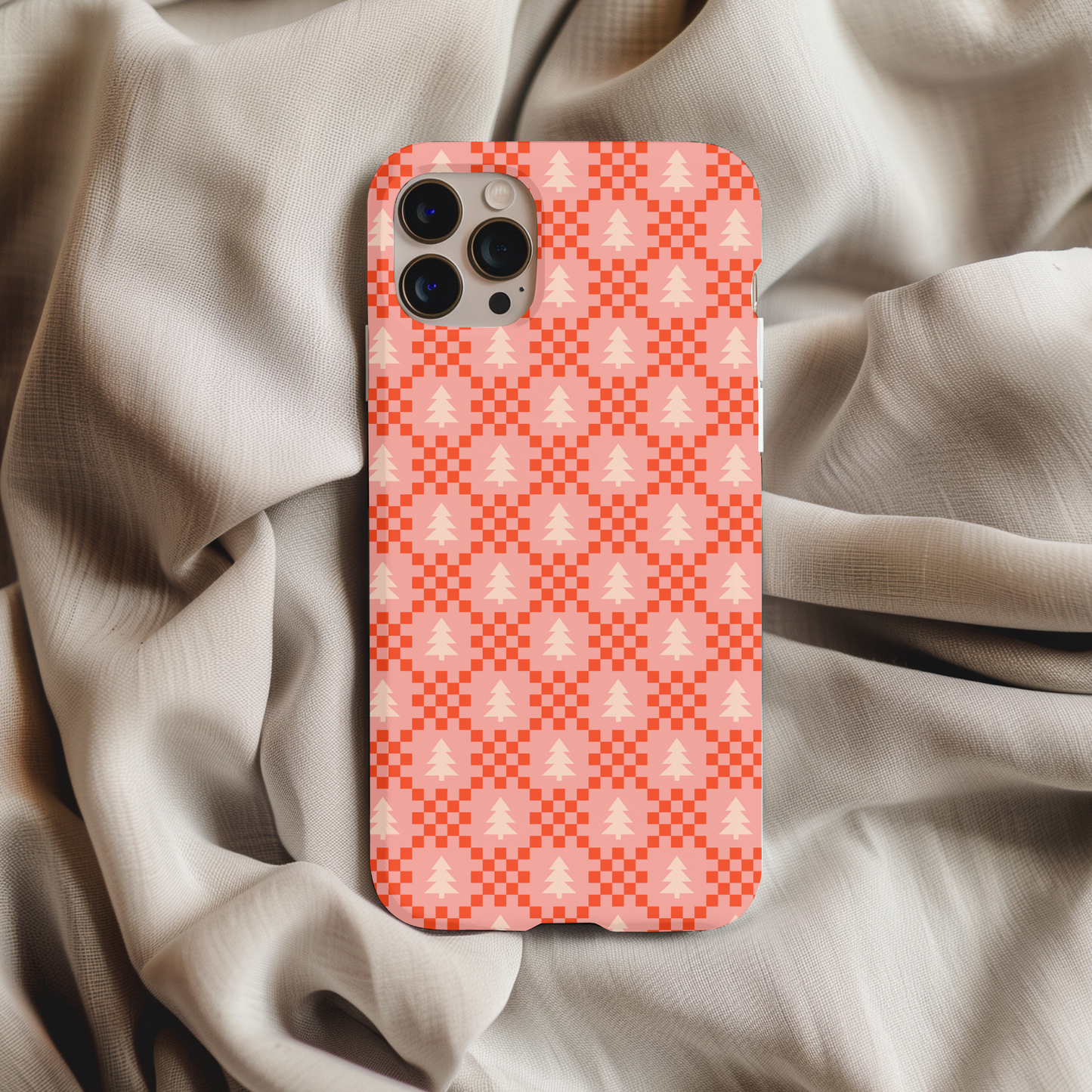 Christmas Tree Checkers Phone Case