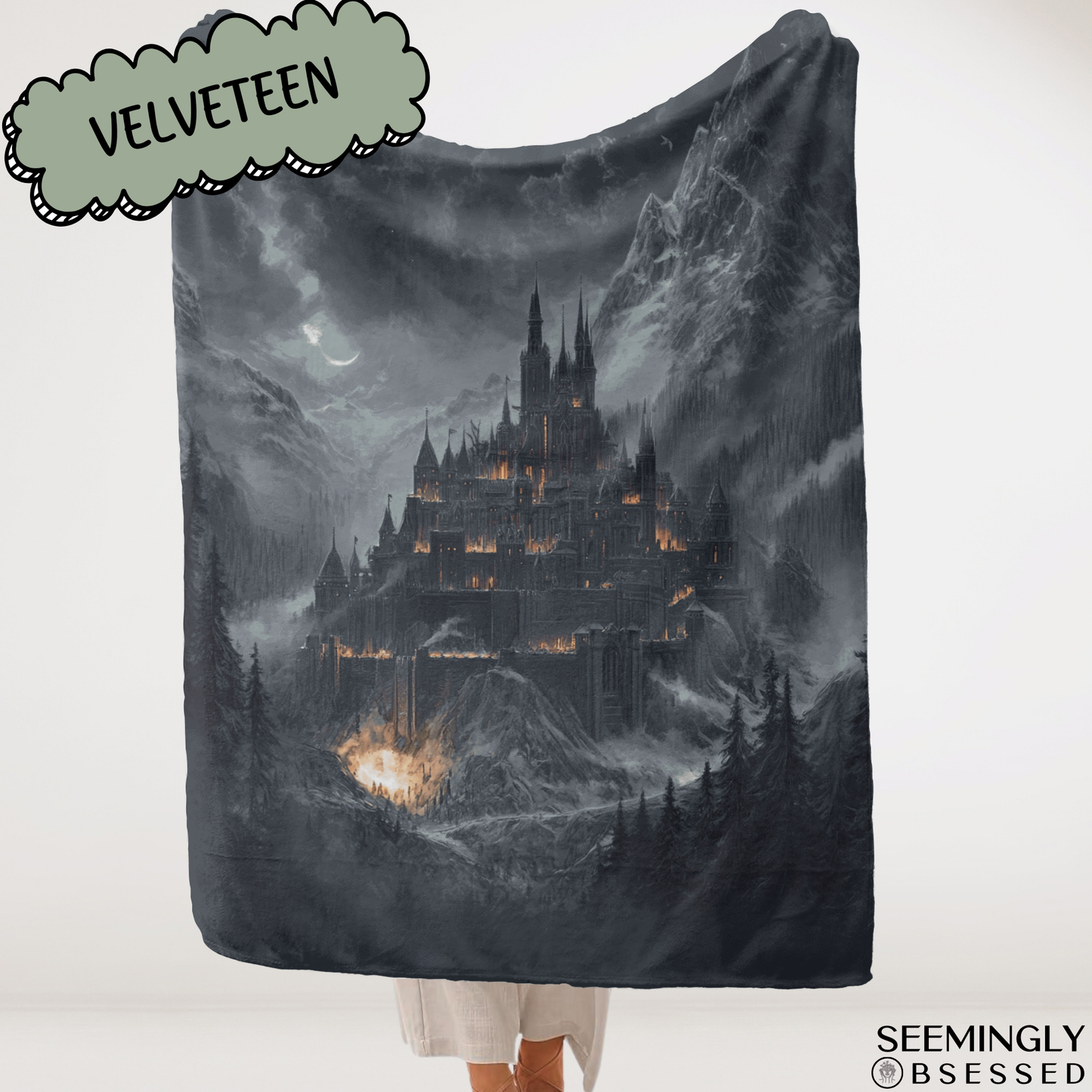 Fantasy Dark Fae Menacing Nightmare Court Woven & Sherpa Fleece Blankets