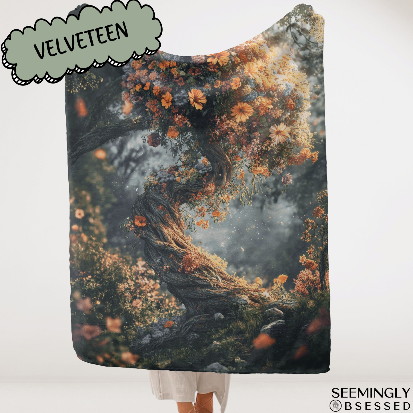 Fantasy Mystical Magical Walking Tree Woven & Sherpa Fleece Blankets