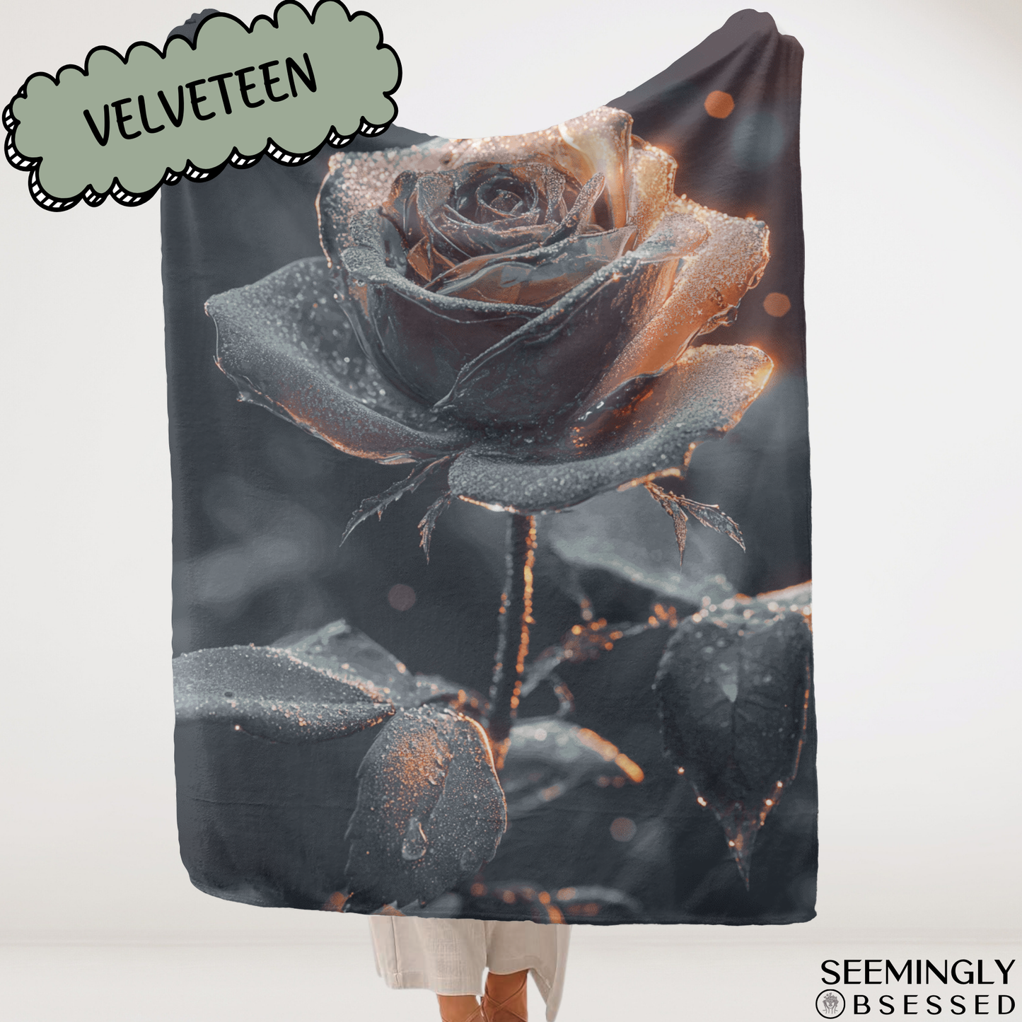 Glass Rose Woven & Sherpa Fleece Blankets