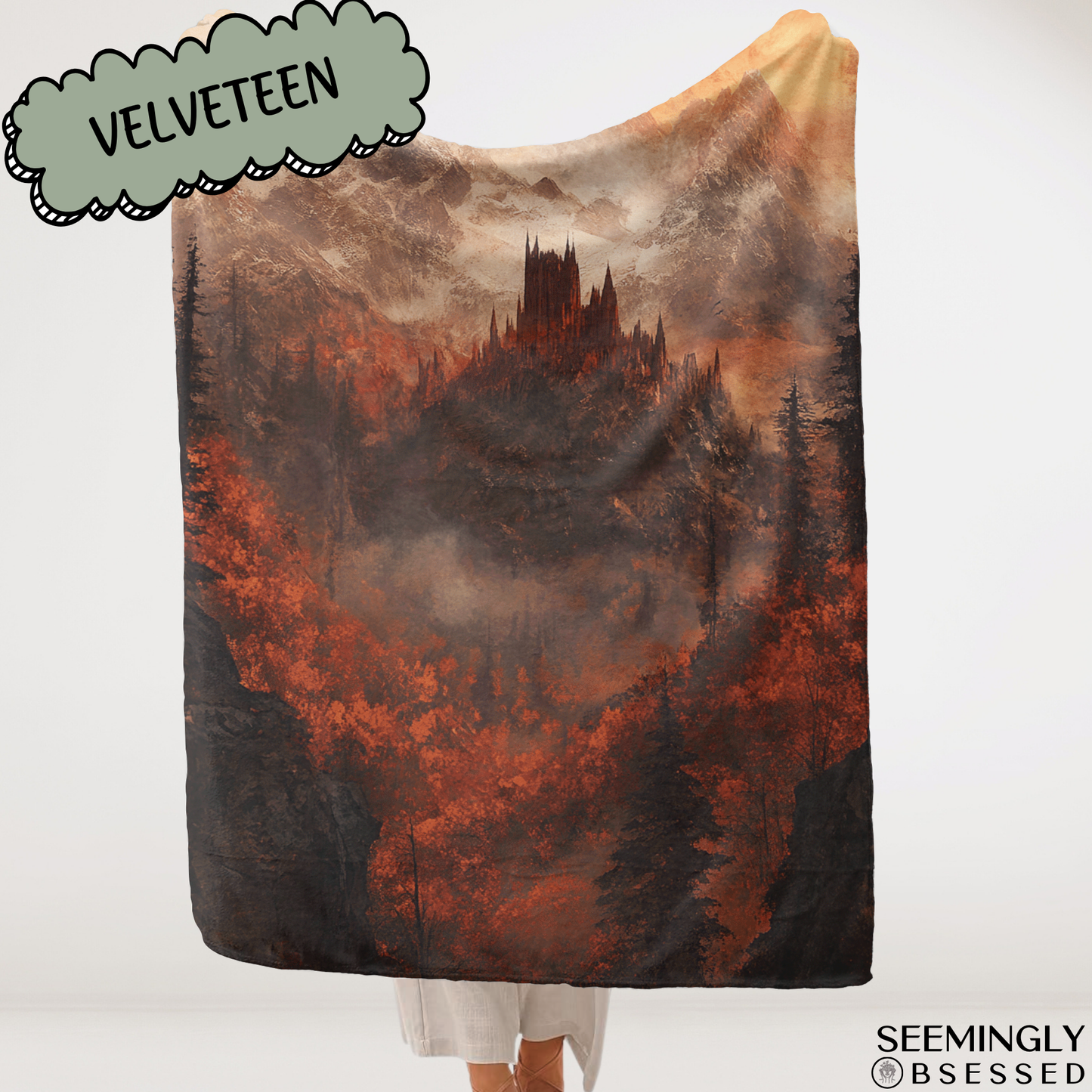 Fantasy Autumn Fae Court Woven & Sherpa Fleece Blankets