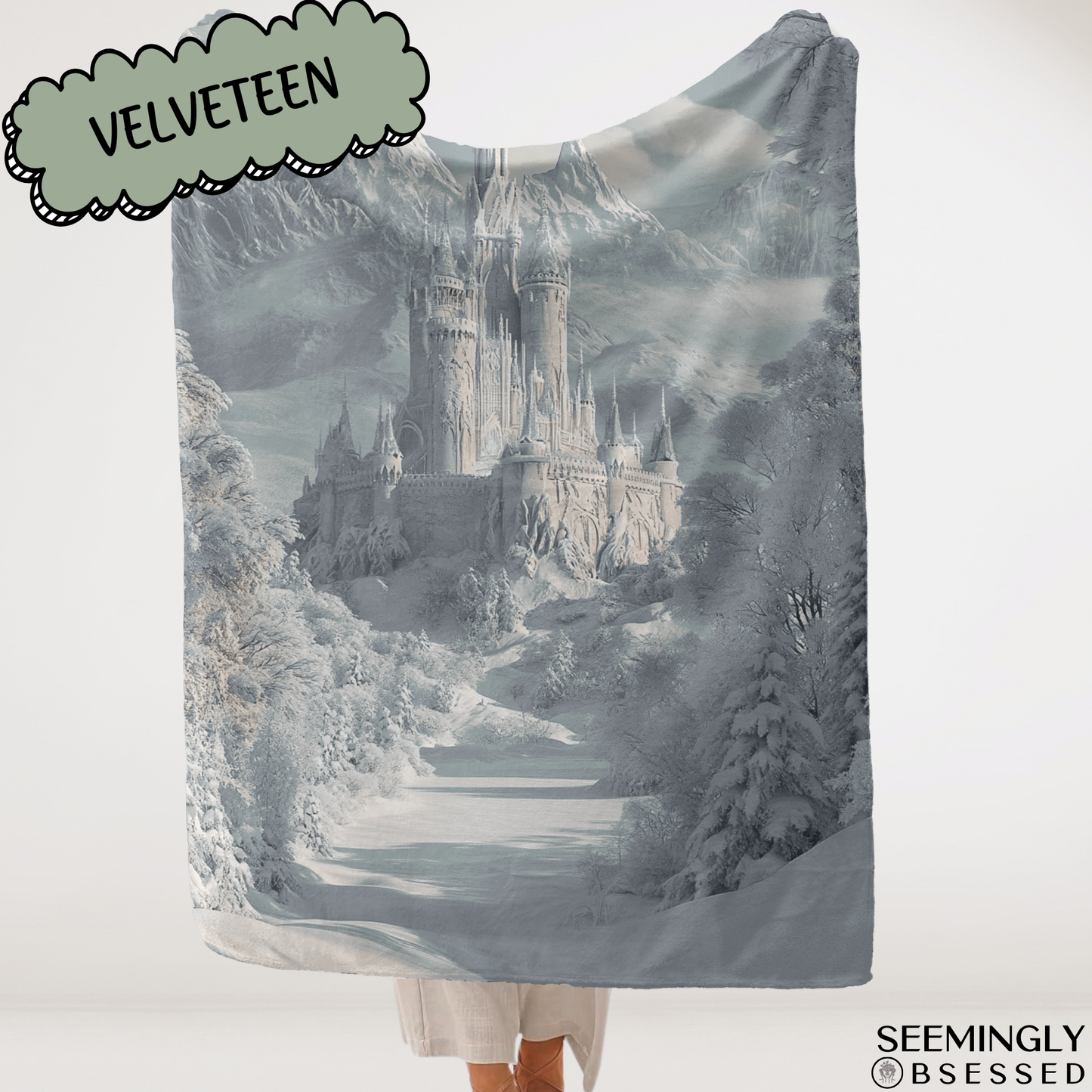 Fantasy Winter Snow Fae Court Woven & Sherpa Fleece Blankets