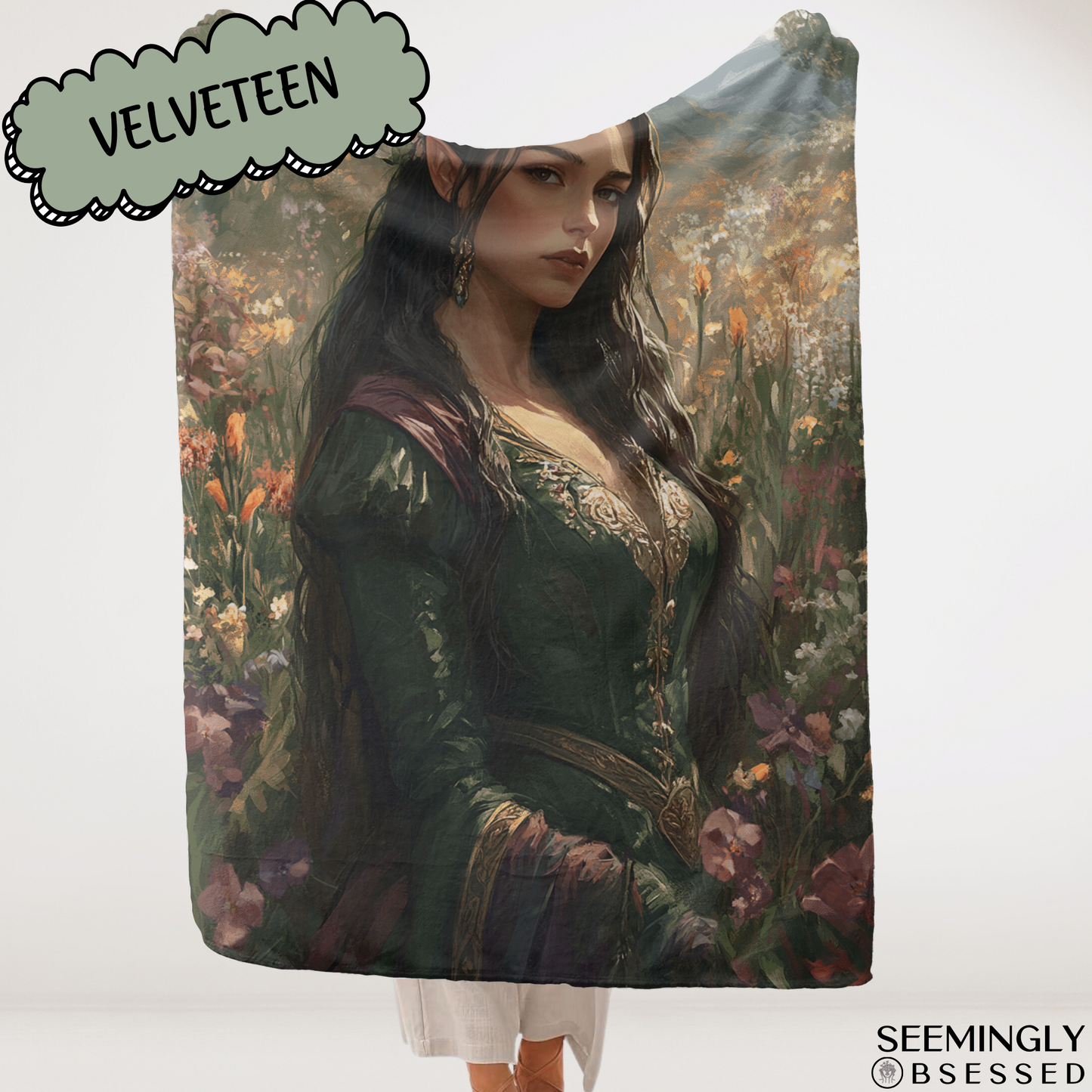 Fantasy Spring Court Fairy Woven & Sherpa Fleece Blankets