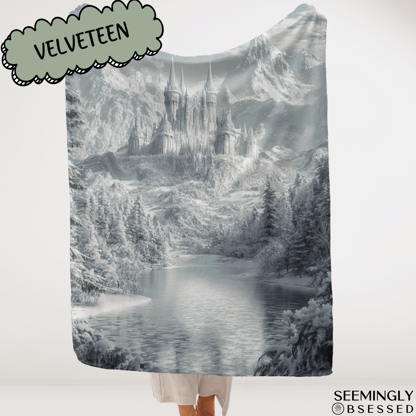 Fantasy Winter Fae Court Woven & Sherpa Fleece Blankets