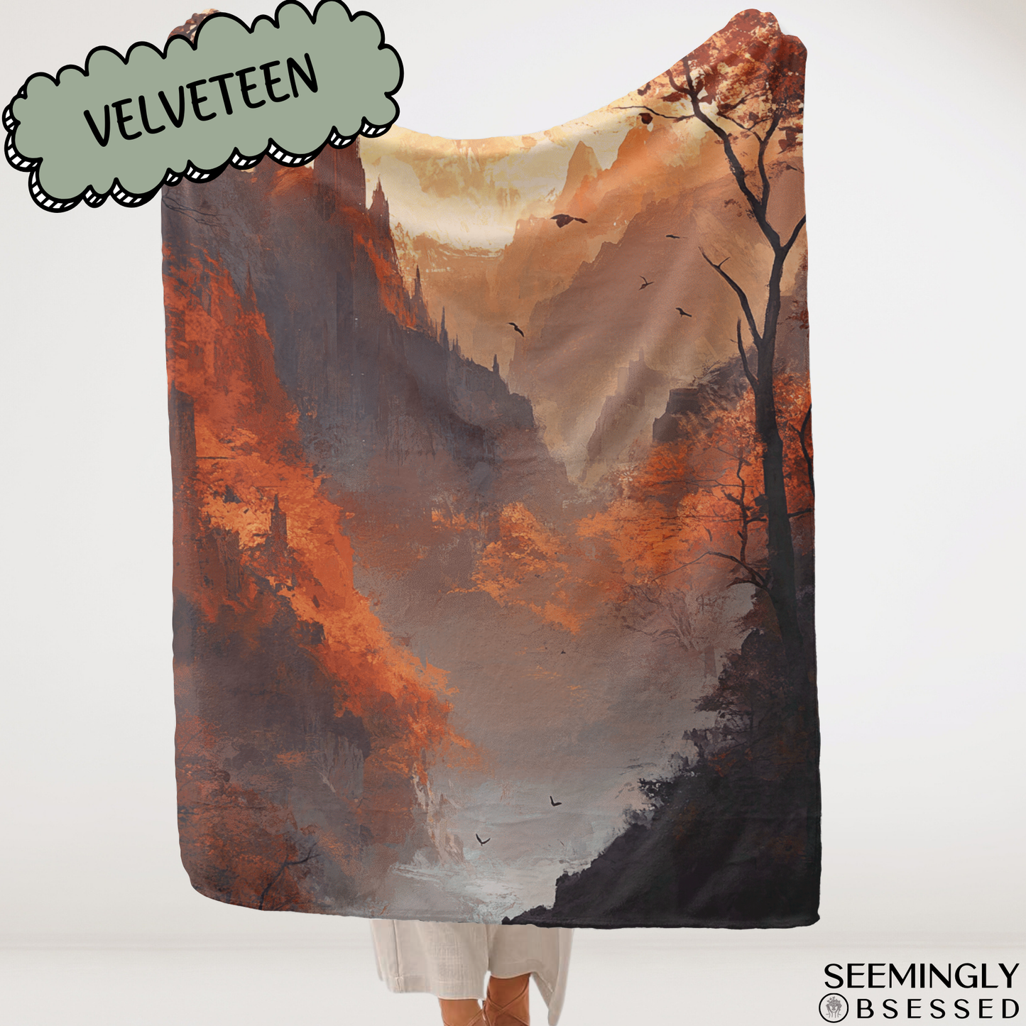 Fantasy Abstract Autumn Court Woven & Sherpa Fleece Blankets