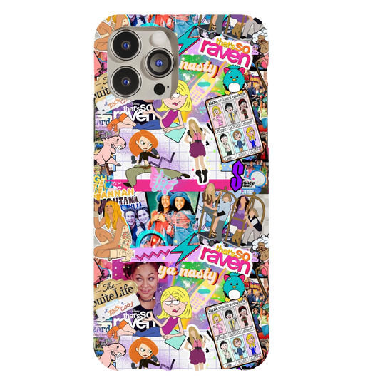 a phone case with a bunch of cartoon characters on it