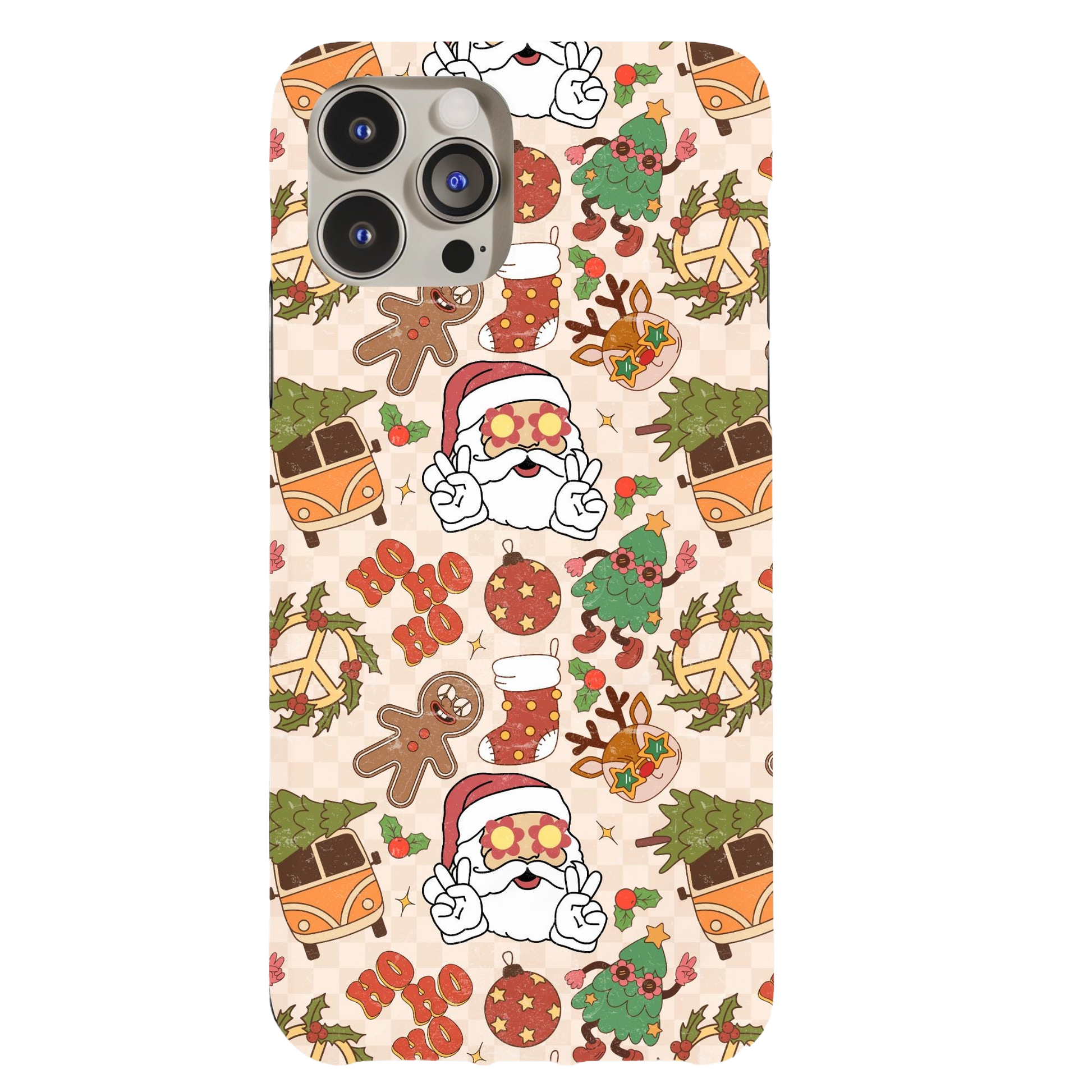 a phone case with a santa clause pattern on it