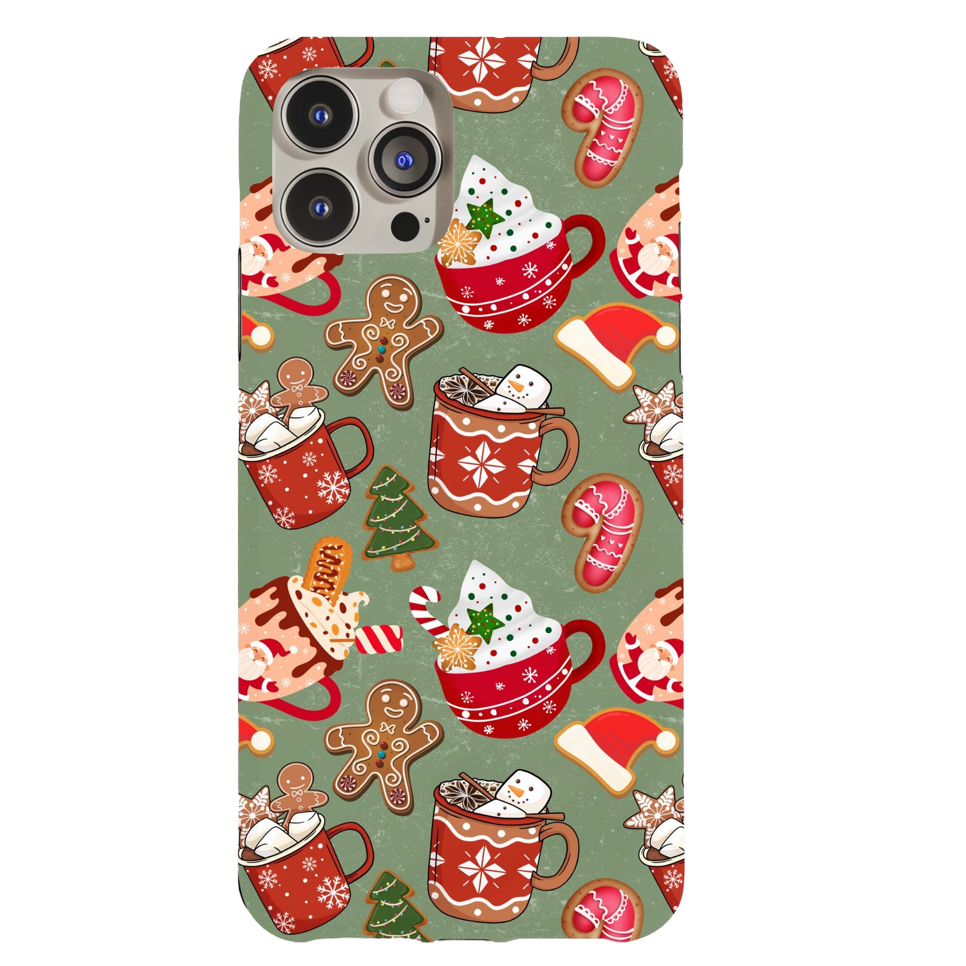 a phone case with a christmas pattern on it