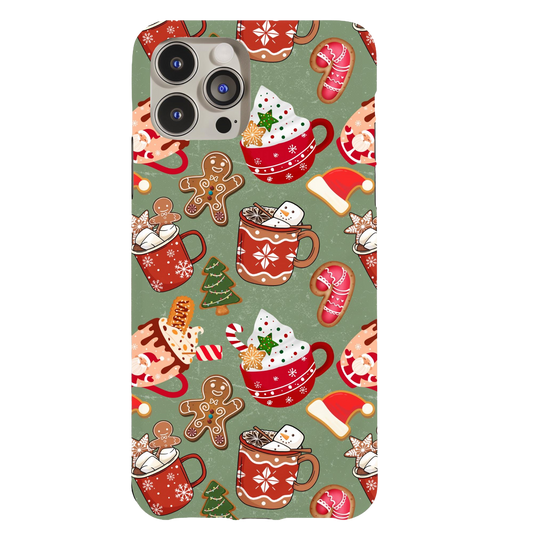 a phone case with a christmas pattern on it