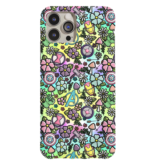 a phone case with a colorful pattern on it