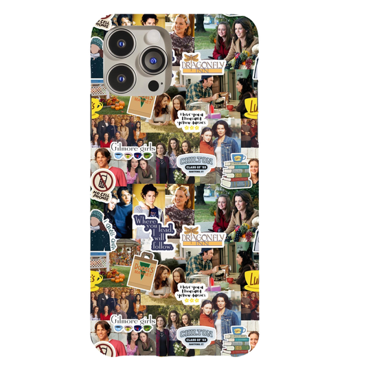 a cell phone case with a collage of people