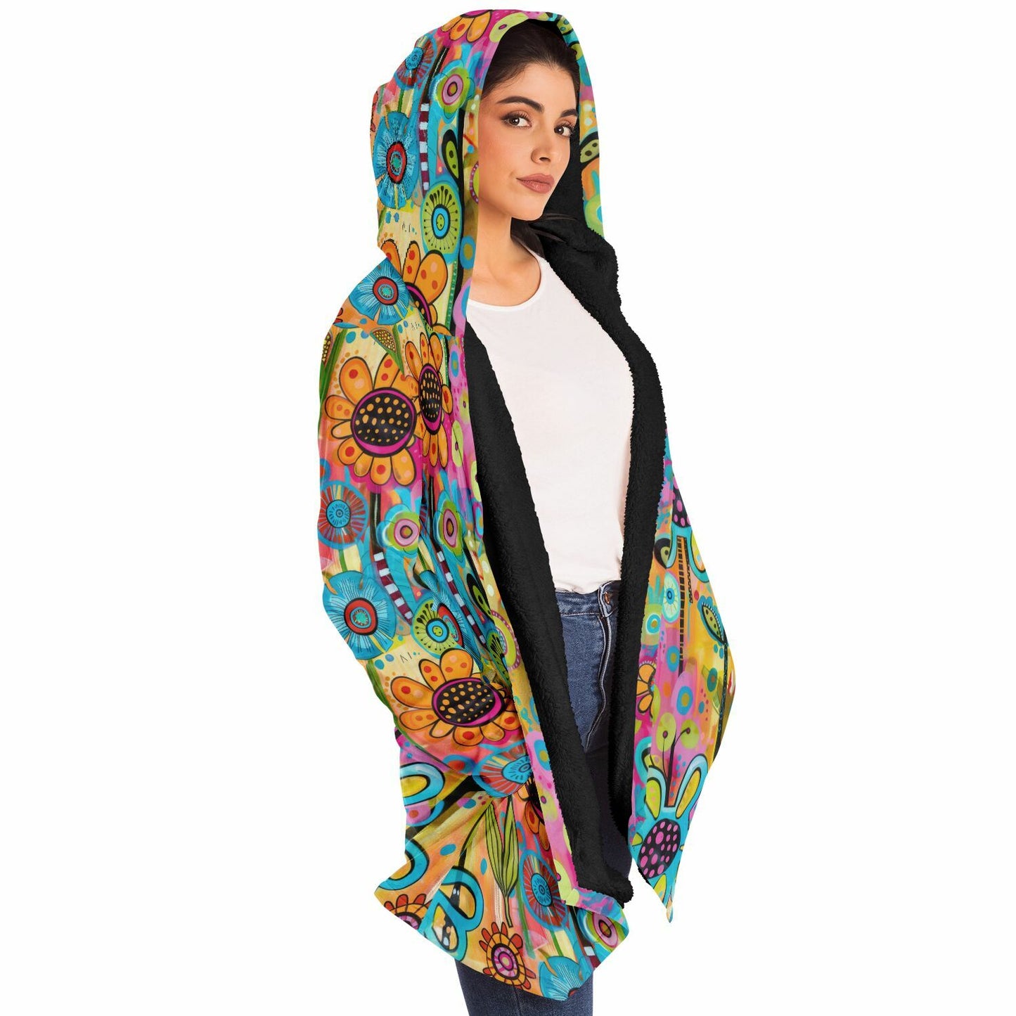 Floral Artwork Short Dream Cloak