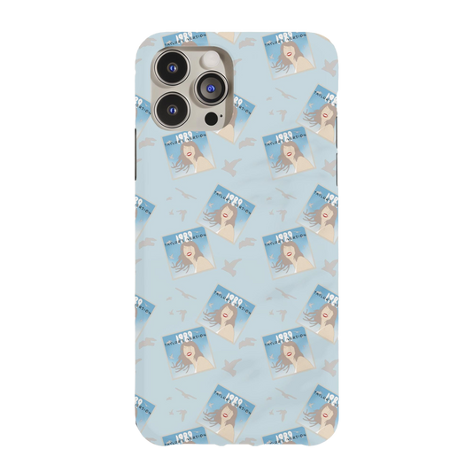 a blue phone case with a picture of a dog on it