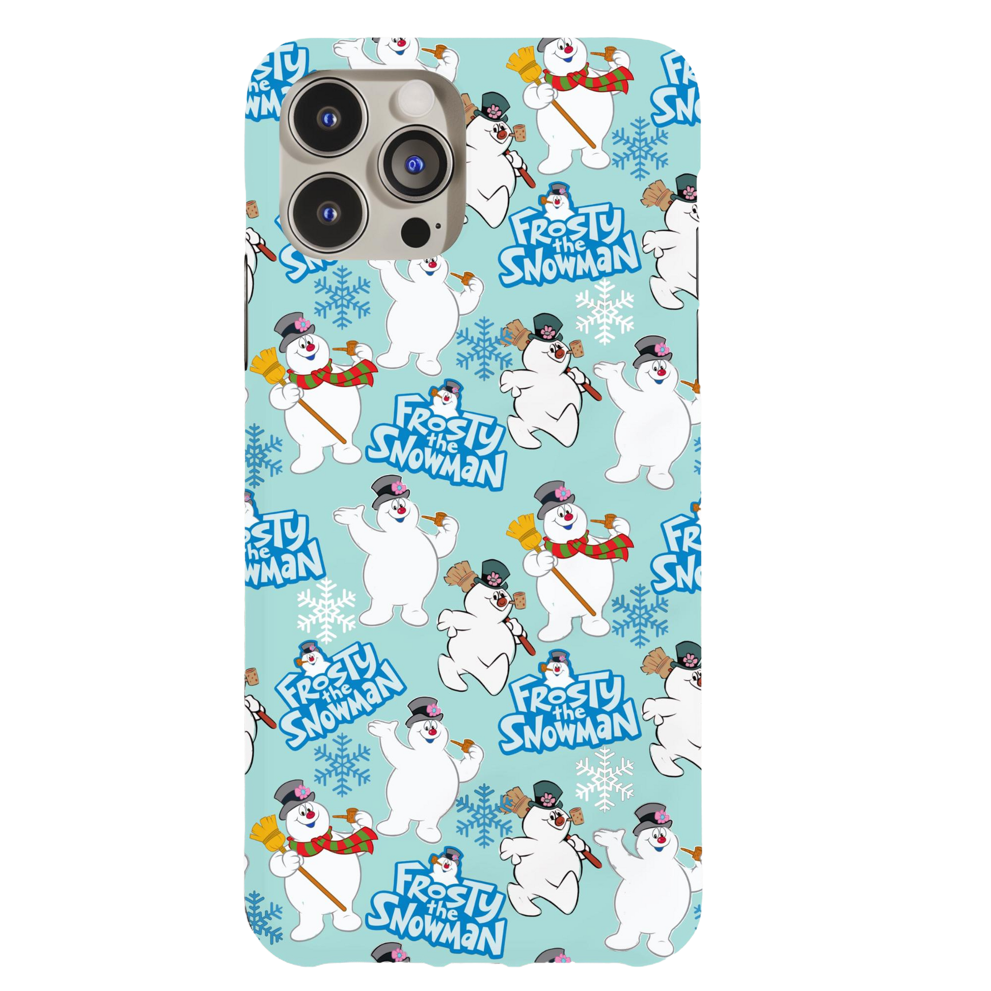 a phone case with snowmen on it