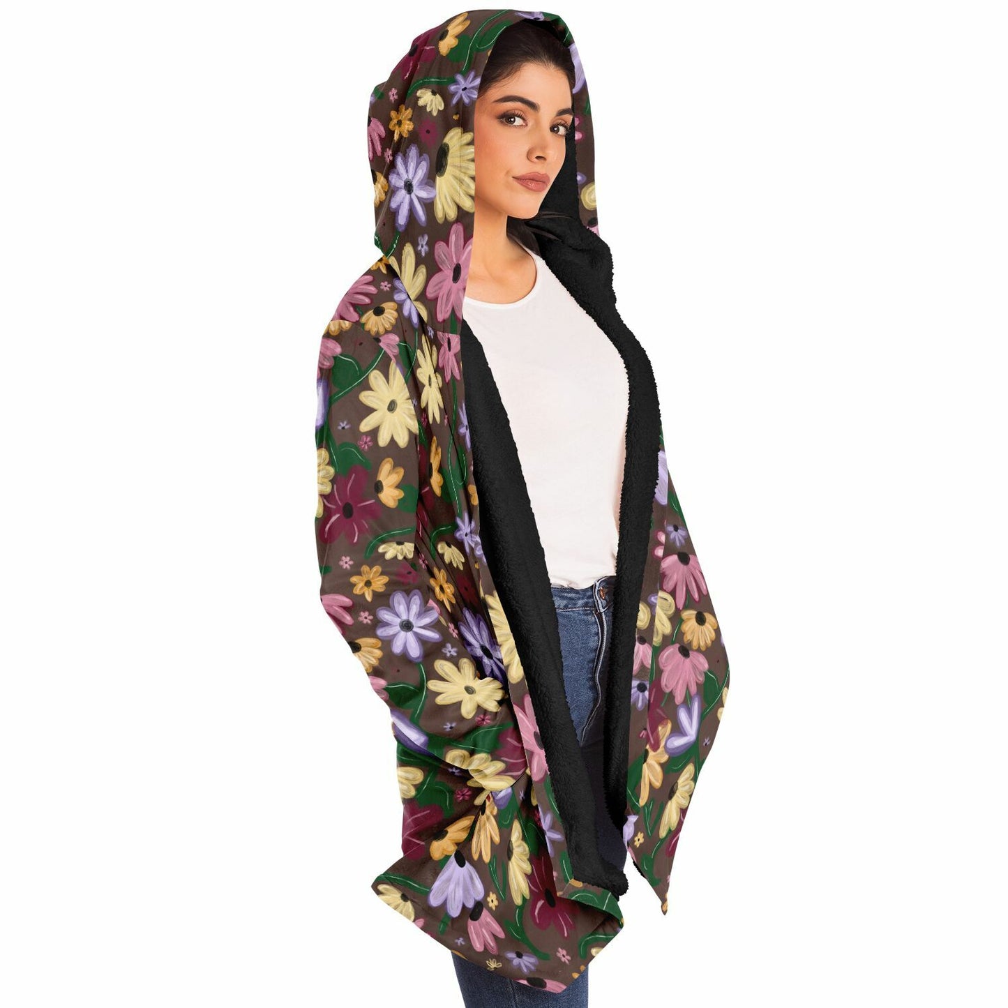 Acoustic Piano Floral Swiftie Fleece Lined Hooded Cloak