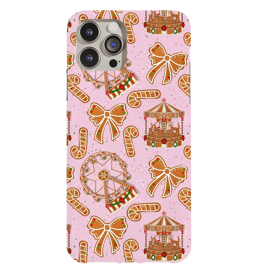 a pink phone case with a carnival theme