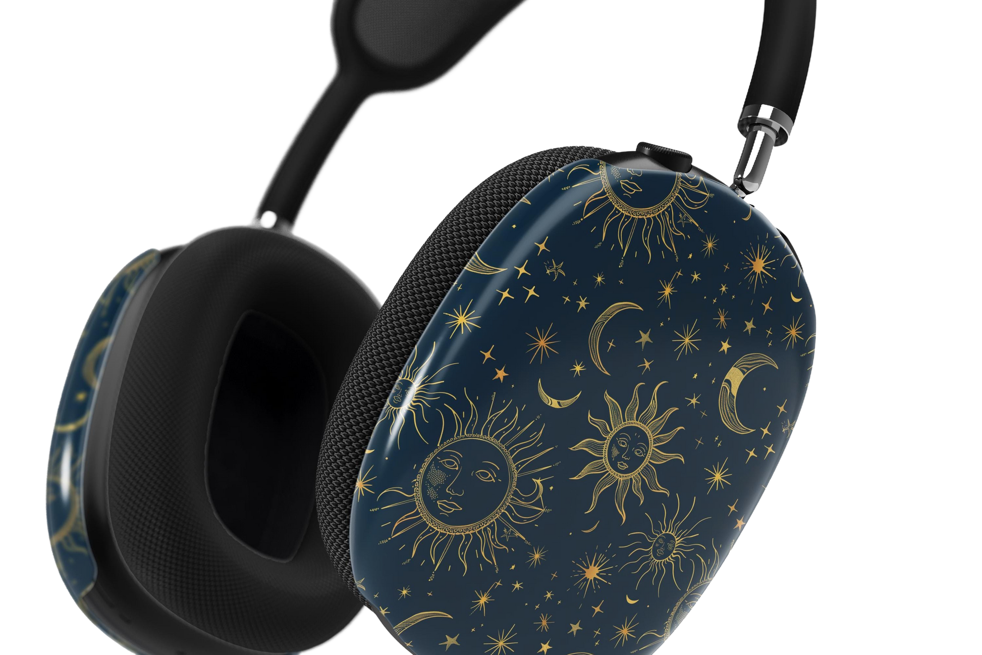 a pair of headphones with sun and moon designs