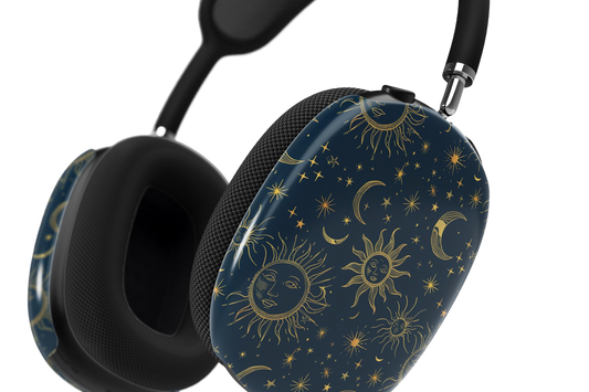 a pair of headphones with sun and moon designs