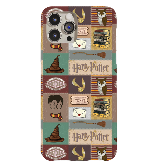 a harry potter phone case with harry potter symbols on it