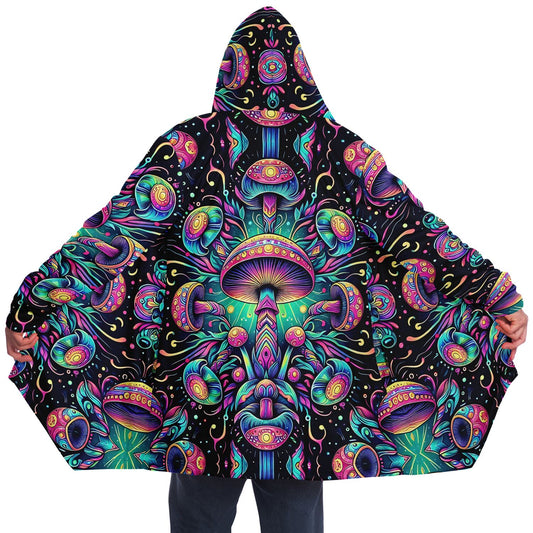 Psychedelic Mushrooms Rave Festival Cloak | Fleece Festival Coat