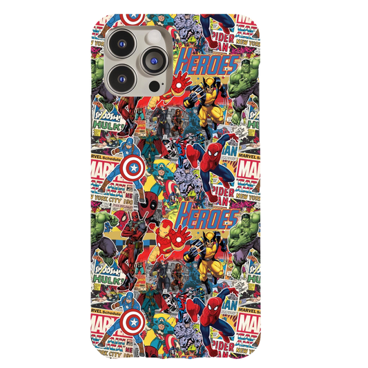 a phone case with the cover of avengers comics