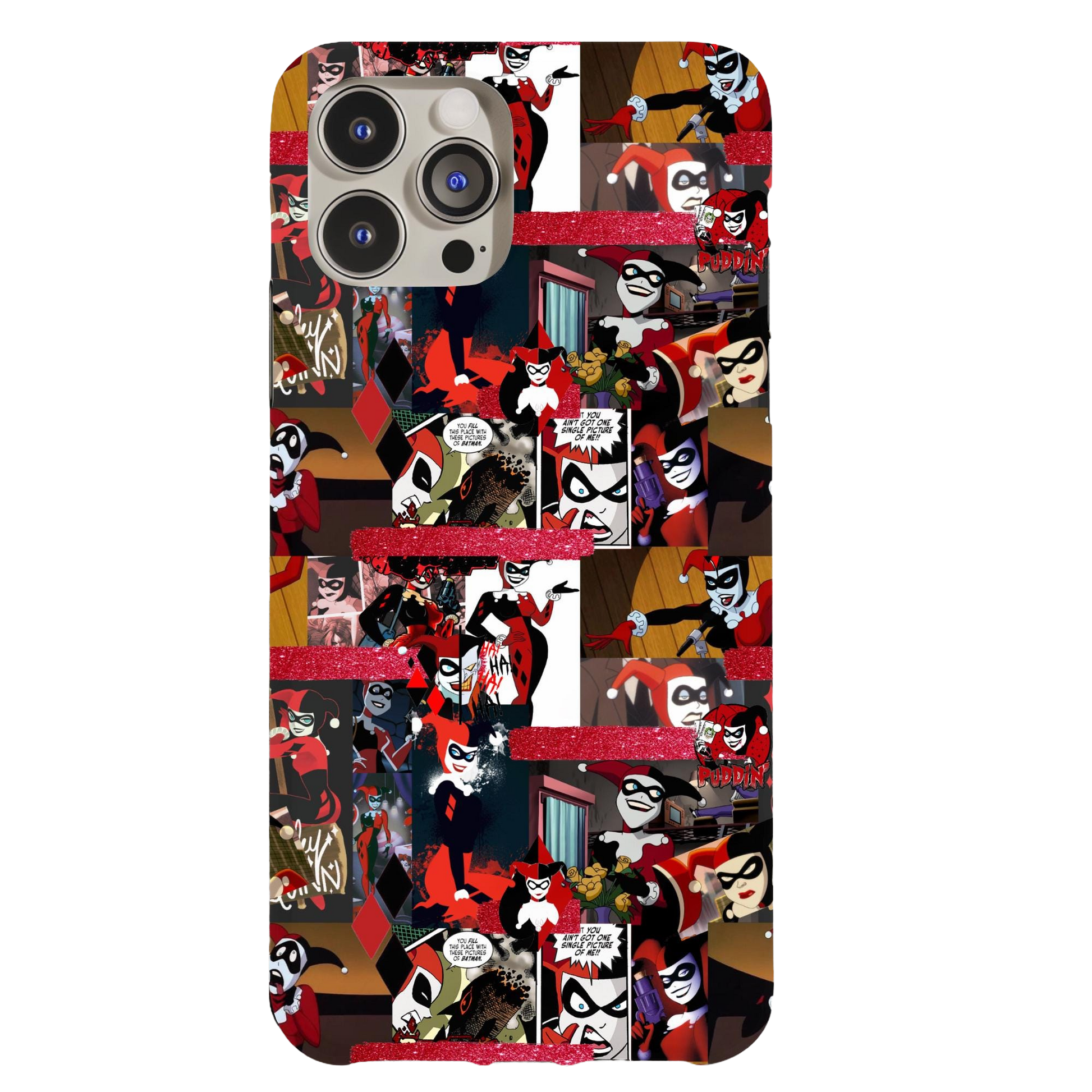 a phone case with a bunch of cartoon characters on it