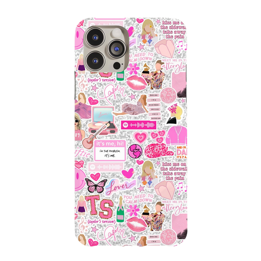 a phone case with a bunch of stickers on it