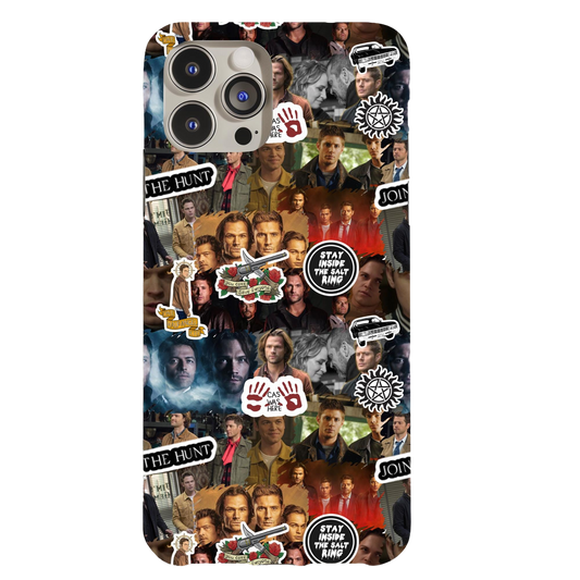 a phone case with a bunch of stickers on it